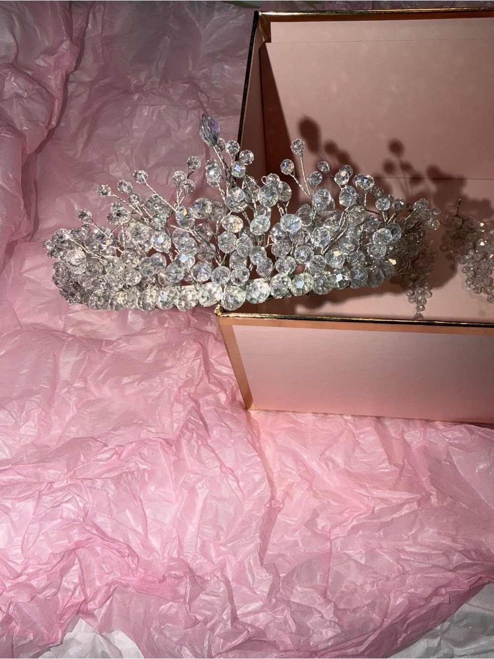 Crystal Bridal Tiara and matching Earrings- Silver Sparkle